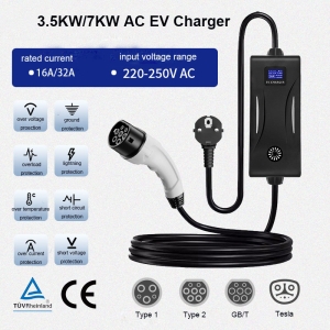 3.5KW 7KW AC EV Charger Type1 Type2 GB/T Tesla