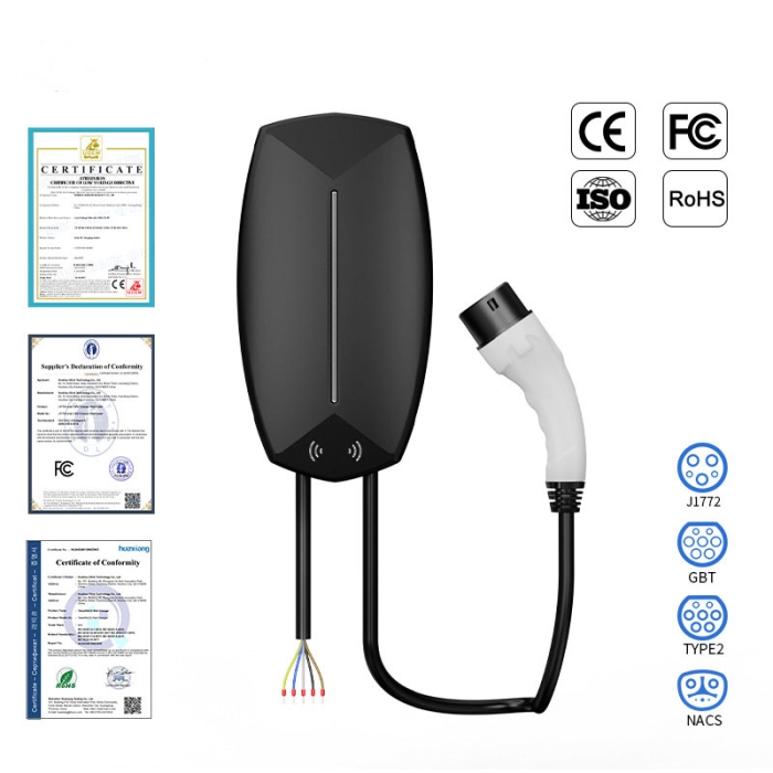 Q8 Wall-Mounted AC EV Charger - GBT/J1772/TYPE2/NACS Plug Optional