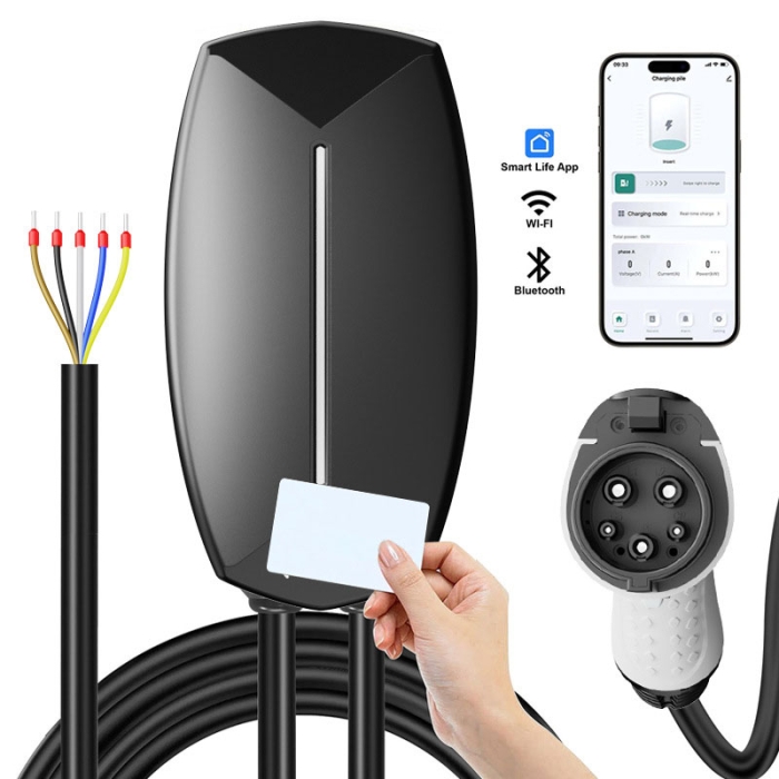 Q8 Wall-Mounted AC EV Charger - GBT/J1772/TYPE2/NACS Plug Optional