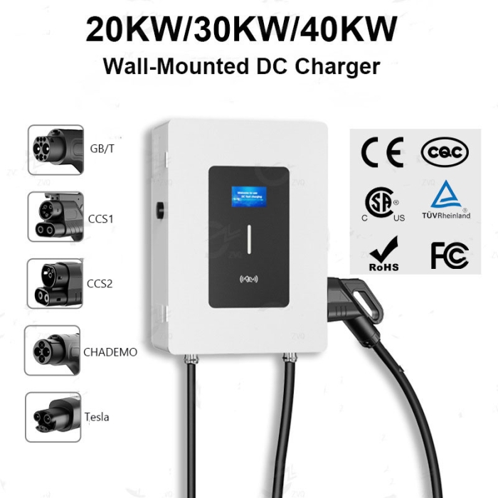 D9 Wall-Mounted DC Charger With CCS1, CCS2, GB/T, Tesla Optional for Commercial, Household