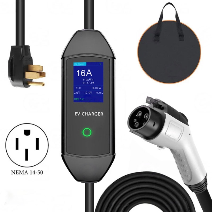 Type1 EV portable charger 16A32A40A With 2.8 Inch LCD Display
