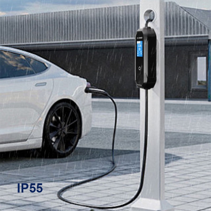 7kw 32A Home Commercial EV Charger With 2.8 Inch LCD Display Type1 Type2 GB/T Tesla